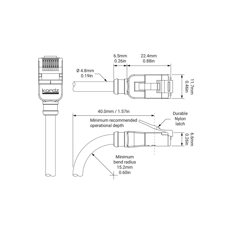Kordz PRS SlimCat™ Cat6A Patch Cord