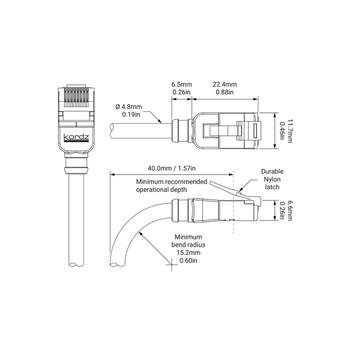 Kordz PRS SlimCat™ Cat6A Patch Cord